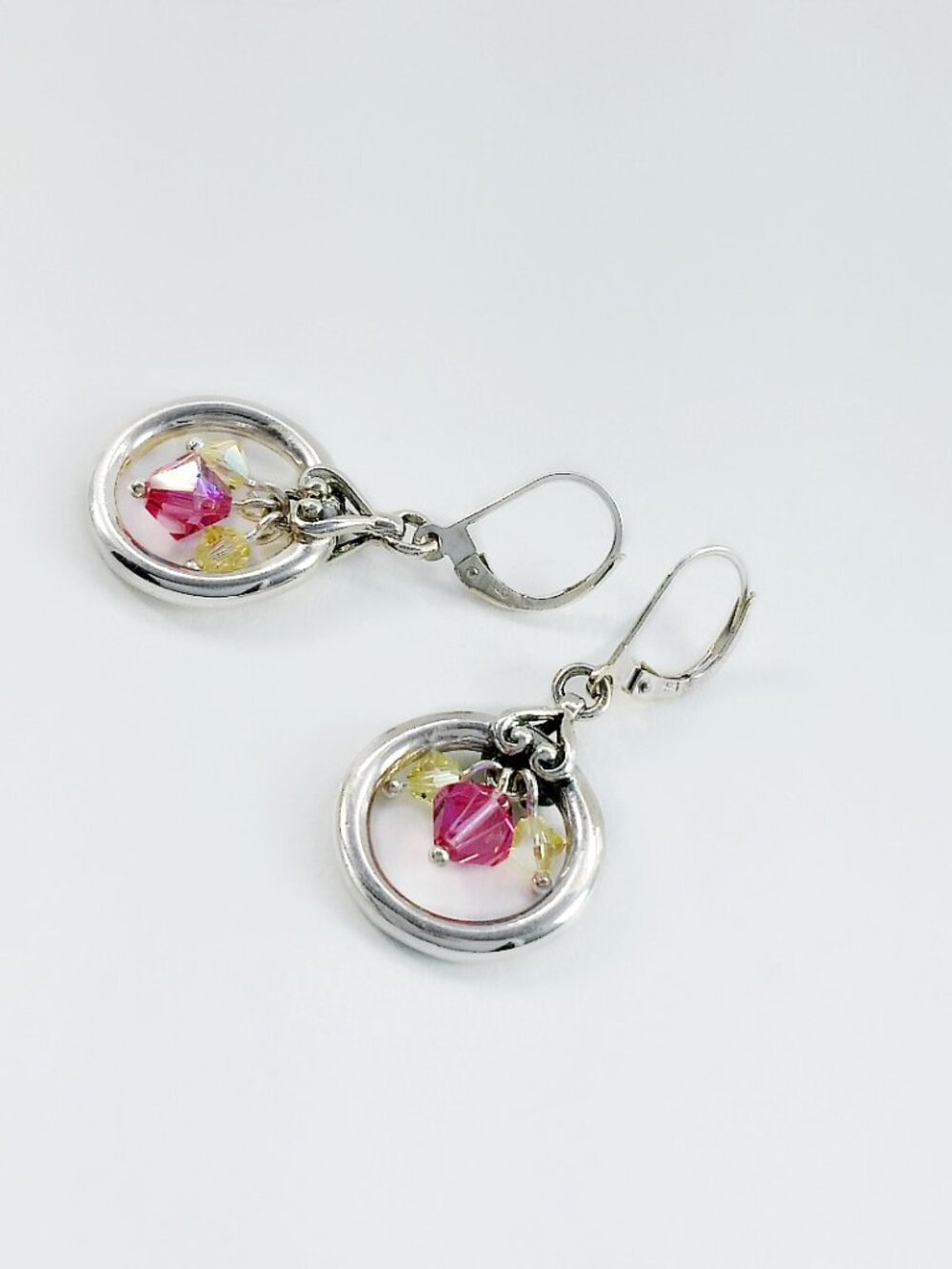 Vintage Elyse Ryan Alex’s Lemonade Sterling Silver Swarovski Circle Earrings